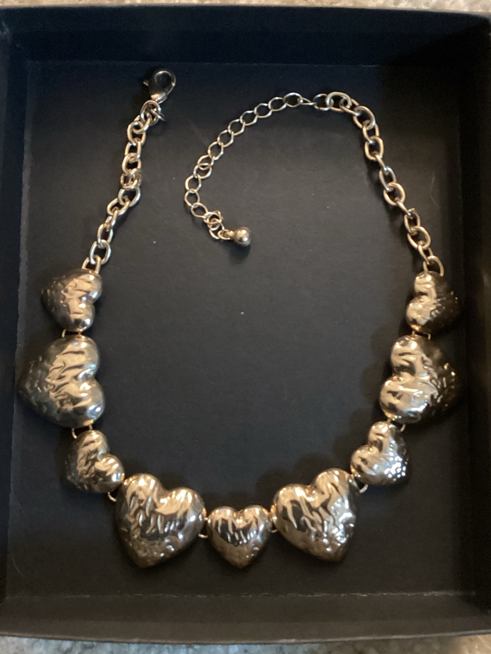 Silver Heart Statement Necklace - Women's Fashion Jewelry